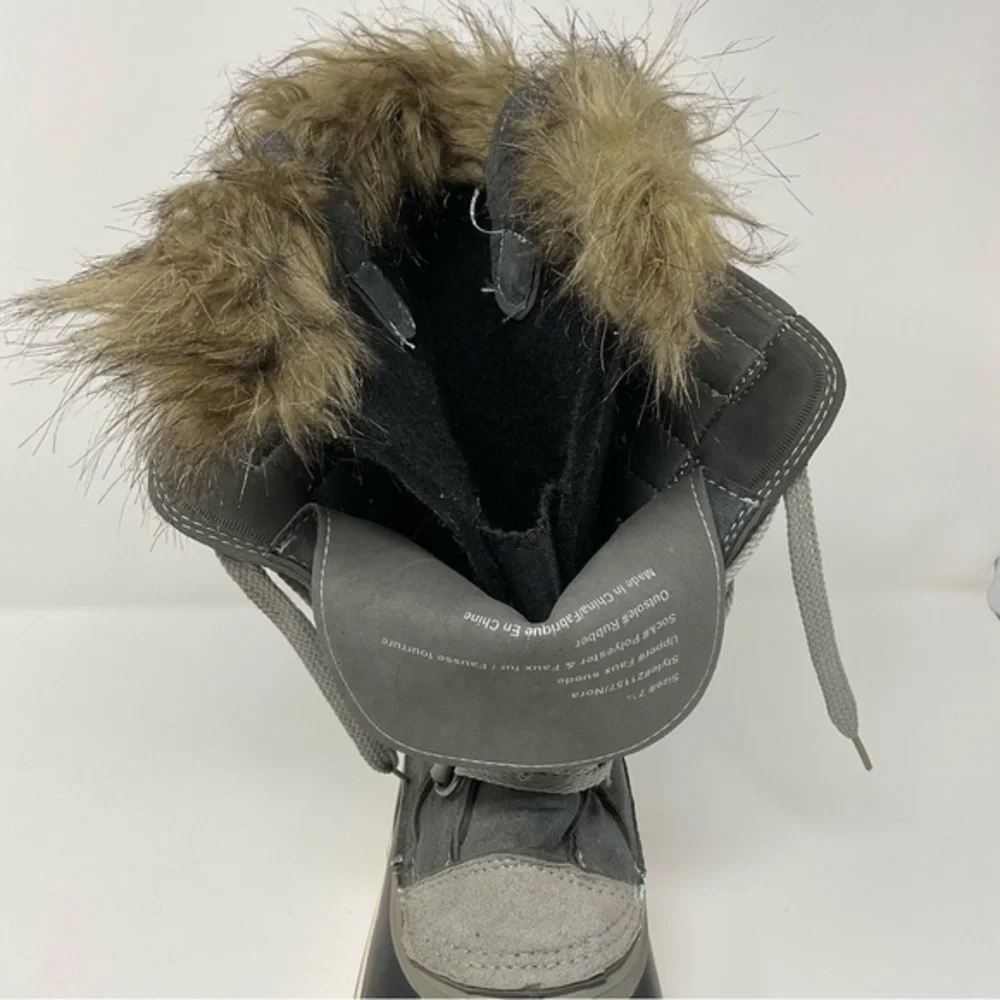 Nora Boots with Faux‎ Fur Trim in Blue Faux Suede Combo Size 7 1/2
